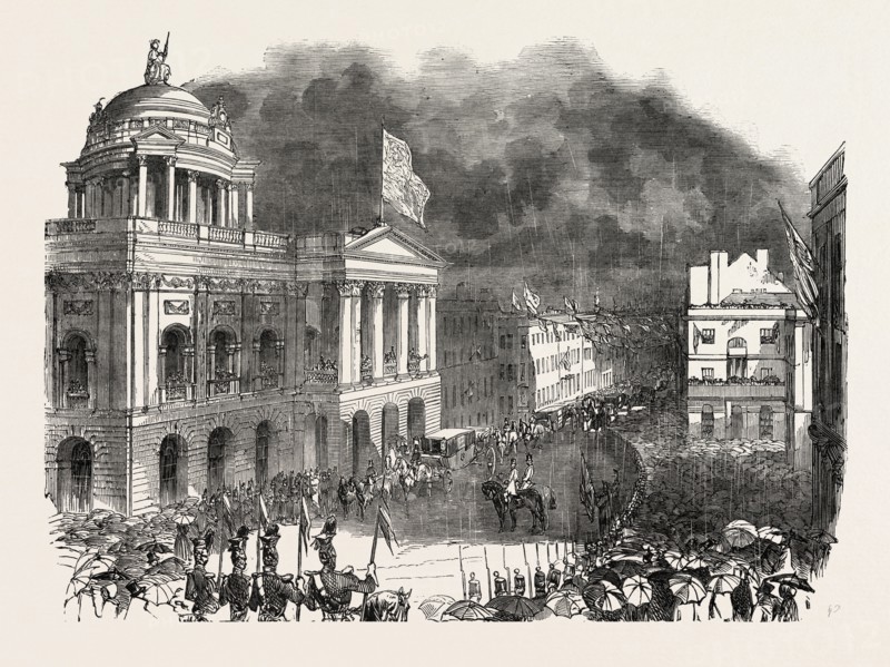 ARRIVAL OF HER MAJESTY QUEEN VICTORIA AT THE TOWN HALL, LIVERPOOL, UK