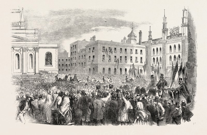 ARRIVAL OF M. KOSSUTH IN GUILDHALL YARD, LONDON, UK