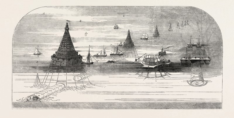 SUBMARINE RAILWAY BETWEEN FRANCE AND ENGLAND, PROJECTED BY HECTOR HOREAU