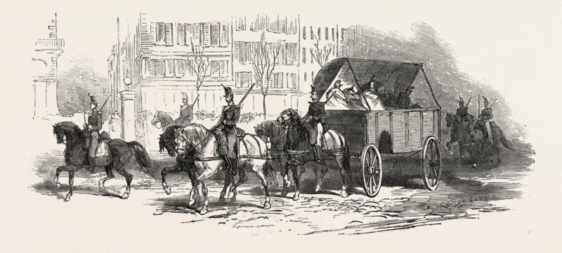 THE REVOLUTION IN FRANCE: WAGGON FOR THE WOUNDED, 1851