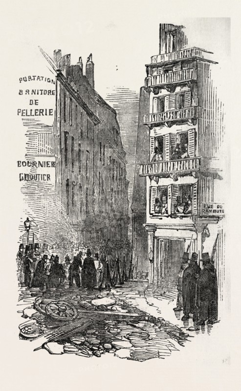 THE REVOLUTION IN FRANCE: BARRICADE OF THE RUE DE RAMBUTEAU, PARIS, 1851