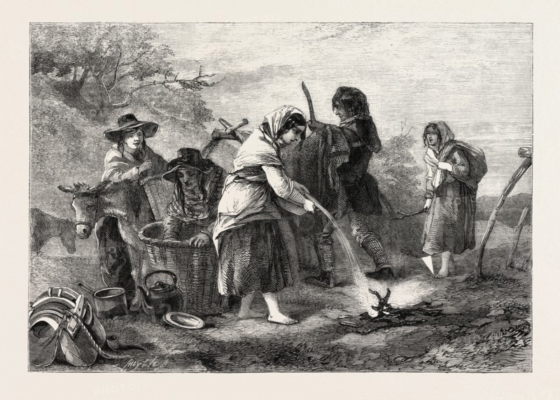 "LEL THE TSHAR ARI' SAID EURI TO HER. AT THIS ORDER SHE EXTINGUISHED THE EMBERS WITH WATER." DRAWN BY F.W. TOPHAM