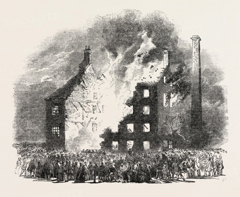 DESTRUCTIVE FIRE AT FISKERTON MILL, NEAR SOUTHWELL, NOTTS., UK