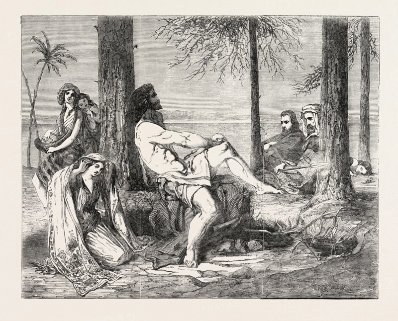 HISTORICAL PAINTING "DELILAH ASKING FORGIVENESS OF SAMSON." BY WILLIAM J. BURTON
