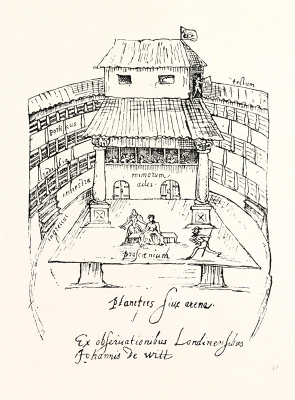 INTERIOR OF THE SWAN THEATRE ABOUT 1596, LONDON, UK, 1893 engraving