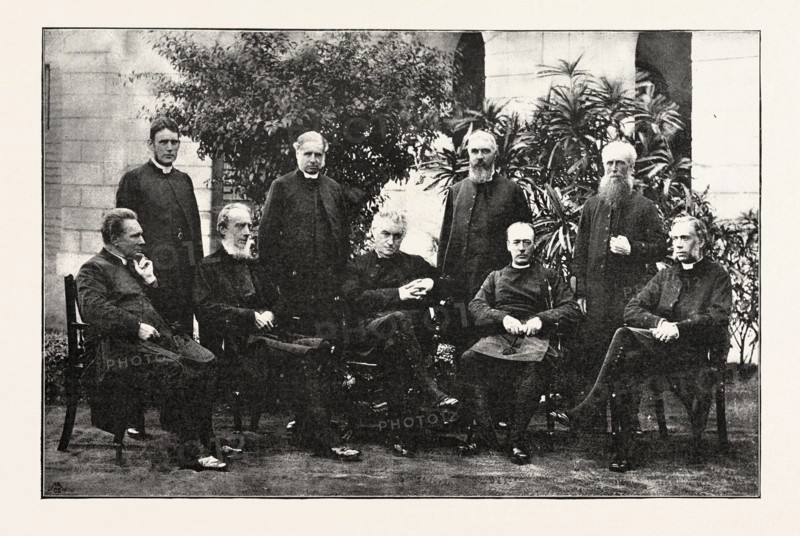A SYNOD OF ENGLISH BISHOPS AT CALCUTTA, INDIA, 1893 engraving