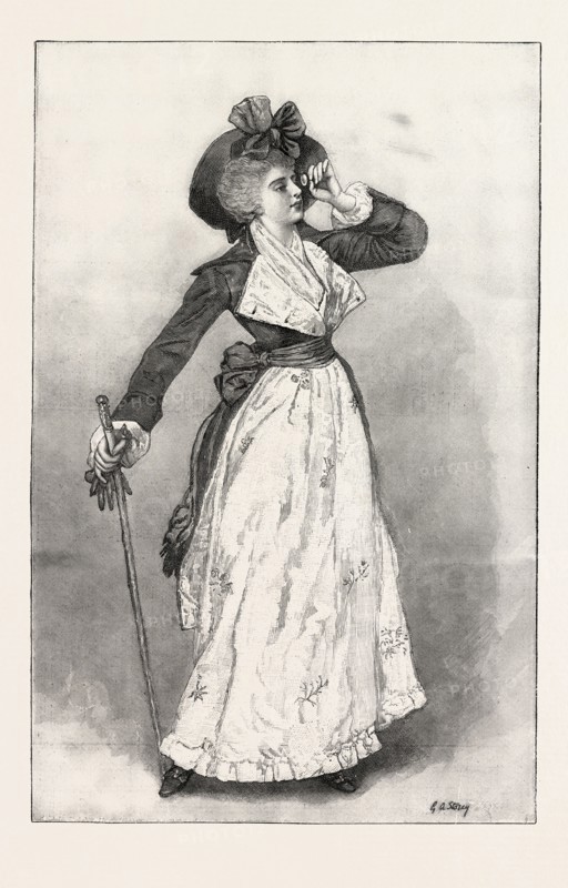 FINS DE SIECLE IN FASHIONS, 1793, 1893 engraving