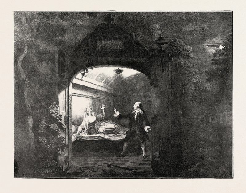 GARRICK AND MRS. BELLAMY AS ROMEO AND JULIET, SHAKESPEARE, ENGLISH POET AND PLAYWRIGHT, 1564-1616, UK, 1893 engraving