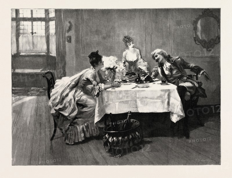 INTERESTED FROM THE PAINTING BY A. LUDOVICI, 1892 engraving