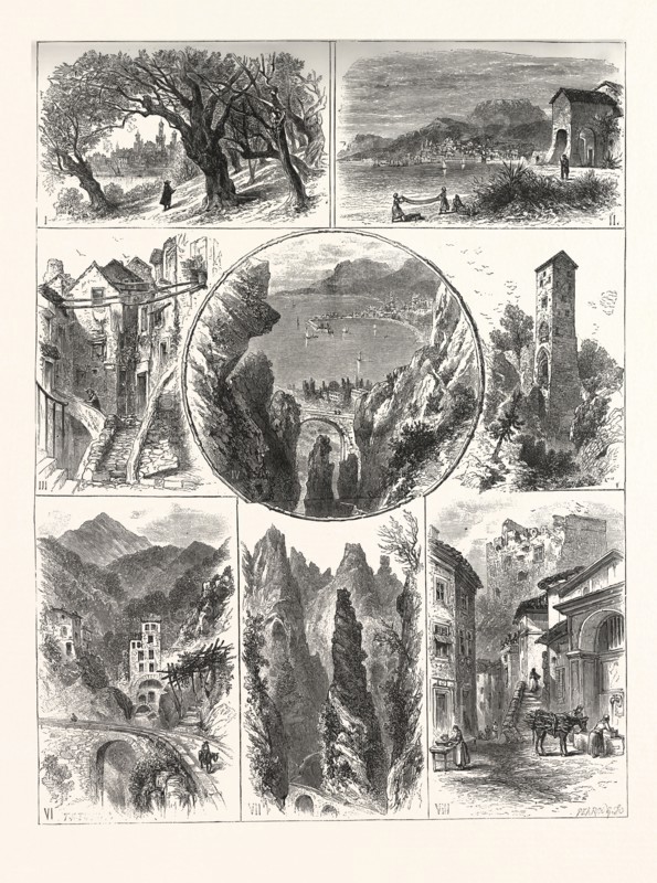 VIEWS MENTONE AND SURROUNDING DISTRICT, engraving 1880