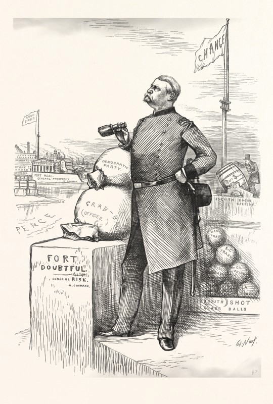 GENERAL LOOKOUT, HARD FORT ATTACK WITH THE MATERIAL YOU HAVE, US, USA, engraving 1880