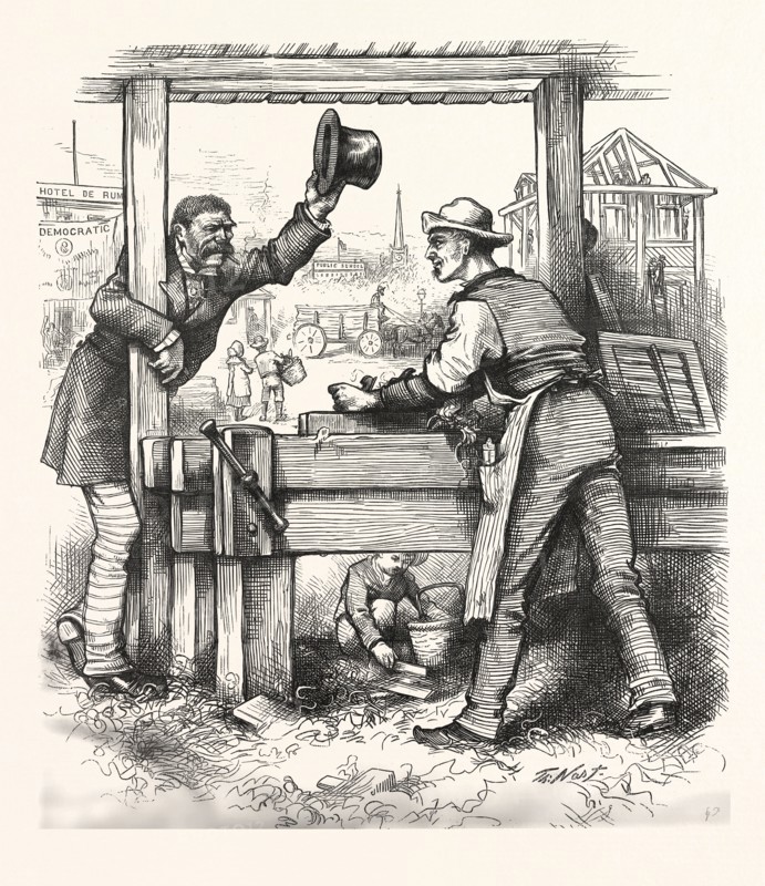 RESUMPTION, OF HONEST MONEY WORK, engraving 1880, us, usa