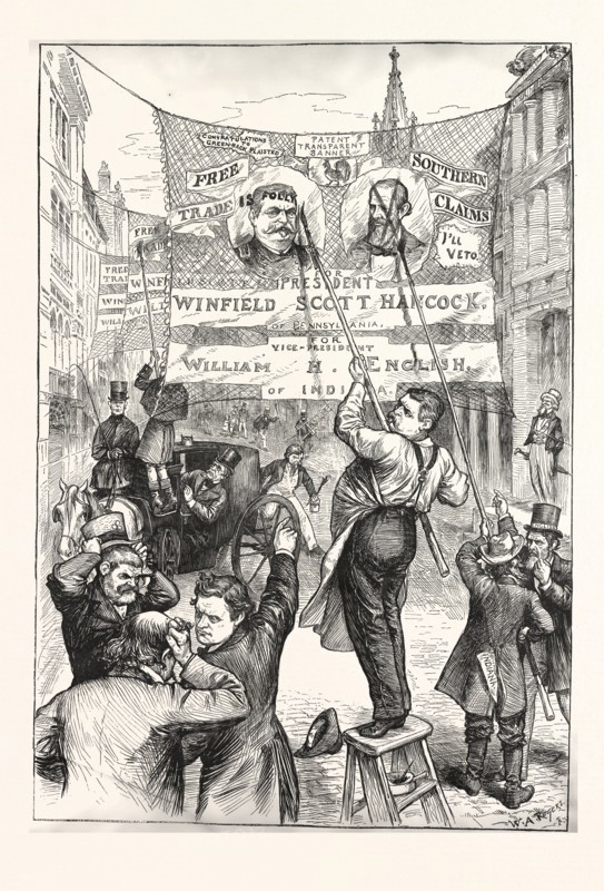 CAMPAIGN OF "CHANGES." , engraving 1880, US, USA, America, POLITICS, POLITICAL, POLITIC, CAMPAIGN, PATRIOTIC