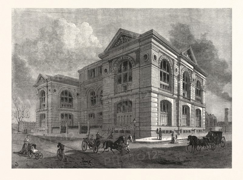THE LENOX LIBRARY, FIFTH AVENUE, NEW YORK CITY. DRAWN BY BENJAMIN DAY, US, USA, AMERICA, UNITED STATES, AMERICAN, ENGRAVING 1880