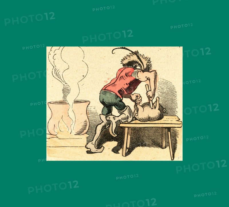 Schnaken and schnurren, 1866, Mosquitoes and purring, Wilhelm Busch, 1832 - 1908, German artist, humorist, poet, illustrator and painter. A humorous story in pictures from the writer and illustrator ofMax und Moritz, Munchener Bilderbogen and Fliegende Blatter. Children's literature from the 19th century, comic illustrated cautionary tales