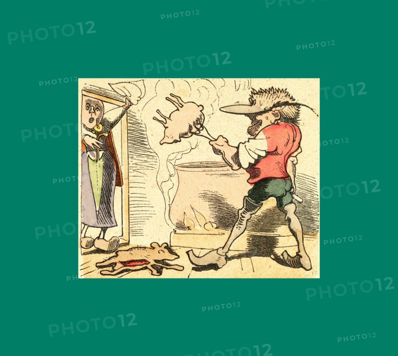 Schnaken and schnurren, 1866, Mosquitoes and purring, Wilhelm Busch, 1832 - 1908, German artist, humorist, poet, illustrator and painter. A humorous story in pictures from the writer and illustrator ofMax und Moritz, Munchener Bilderbogen and Fliegende Blatter. Children's literature from the 19th century, comic illustrated cautionary tales