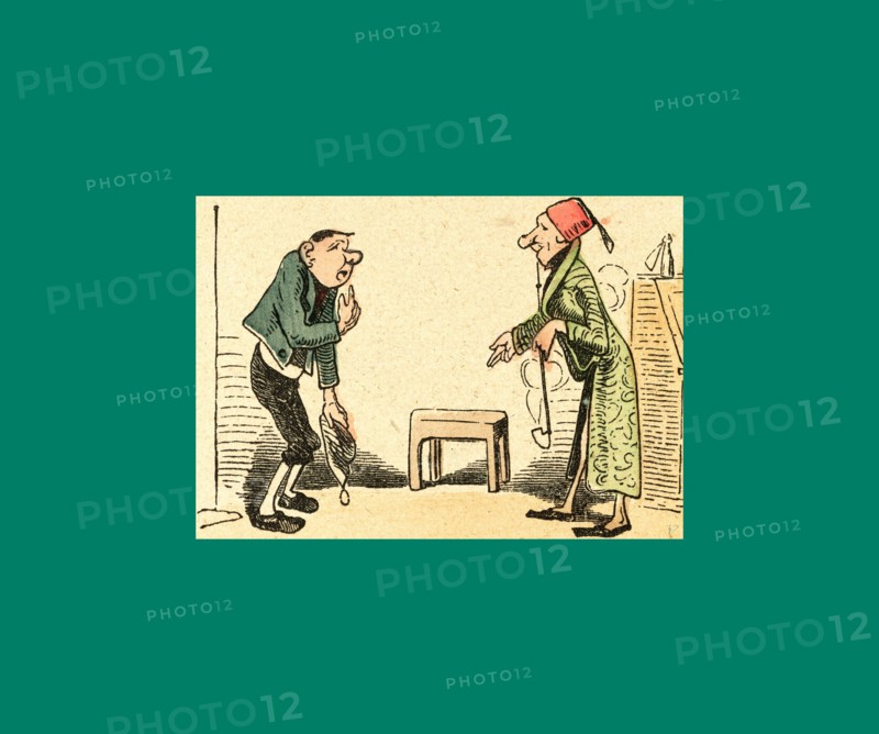 Schnaken and schnurren, 1866, Mosquitoes and purring, Wilhelm Busch, 1832 - 1908, German artist, humorist, poet, illustrator and painter. A humorous story in pictures from the writer and illustrator ofMax und Moritz, Munchener Bilderbogen and Fliegende Blatter. Children's literature from the 19th century, comic illustrated cautionary tales
