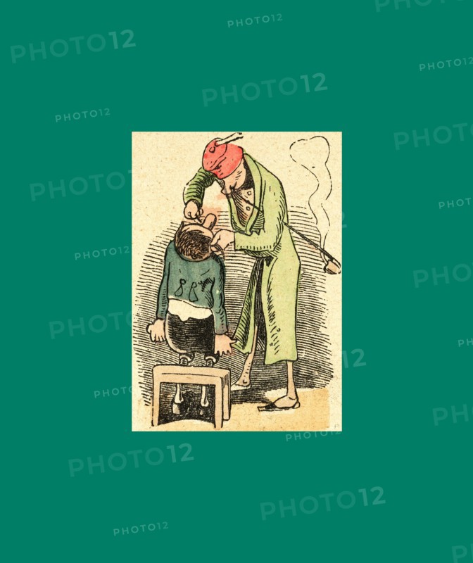 Schnaken and schnurren, 1866, Mosquitoes and purring, Wilhelm Busch, 1832 - 1908, German artist, humorist, poet, illustrator and painter. A humorous story in pictures from the writer and illustrator ofMax und Moritz, Munchener Bilderbogen and Fliegende Blatter. Children's literature from the 19th century, comic illustrated cautionary tales