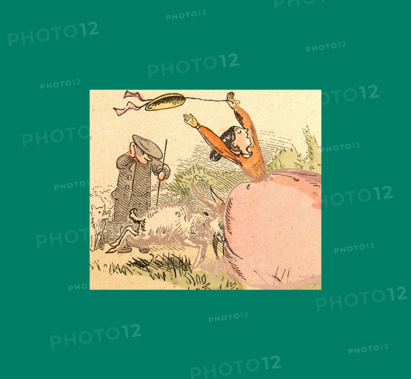 Schnaken and schnurren, 1866, Mosquitoes and purring, Wilhelm Busch, 1832 - 1908, German artist, humorist, poet, illustrator and painter. A humorous story in pictures from the writer and illustrator ofMax und Moritz, Munchener Bilderbogen and Fliegende Blatter. Children's literature from the 19th century, comic illustrated cautionary tales