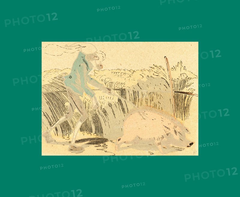 Schnaken and schnurren, 1866, Mosquitoes and purring, Wilhelm Busch, 1832 - 1908, German artist, humorist, poet, illustrator and painter. A humorous story in pictures from the writer and illustrator ofMax und Moritz, Munchener Bilderbogen and Fliegende Blatter. Children's literature from the 19th century, comic illustrated cautionary tales