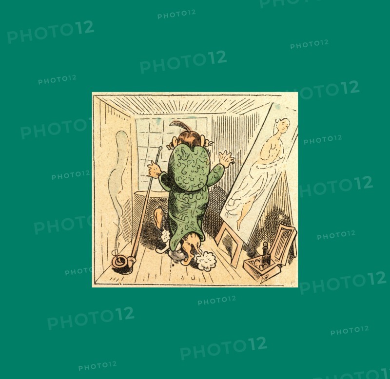 Schnaken and schnurren, 1866, Mosquitoes and purring, Wilhelm Busch, 1832 - 1908, German artist, humorist, poet, illustrator and painter. A humorous story in pictures from the writer and illustrator ofMax und Moritz, Munchener Bilderbogen and Fliegende Blatter. Children's literature from the 19th century, comic illustrated cautionary tales