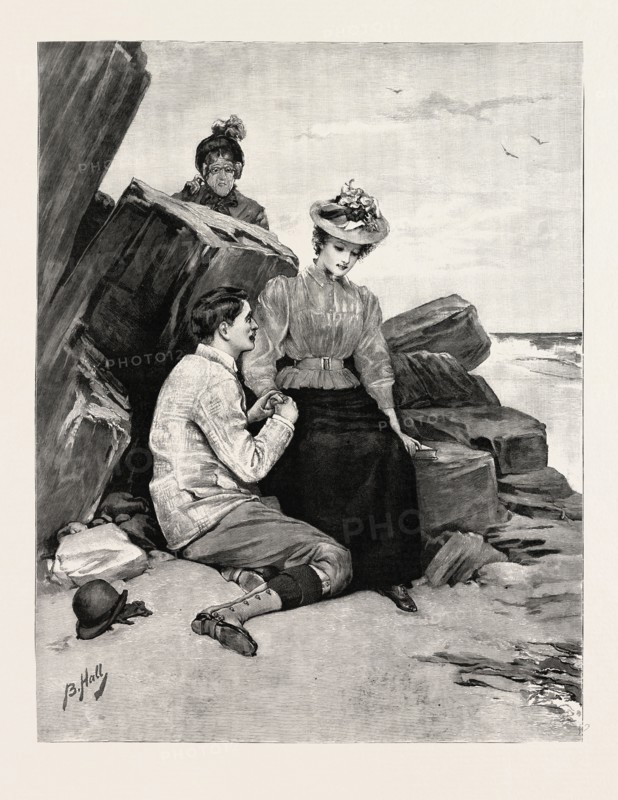 AN APPROACHING STORM, DRAWN BY BERNARD HALL, 1890 engraving