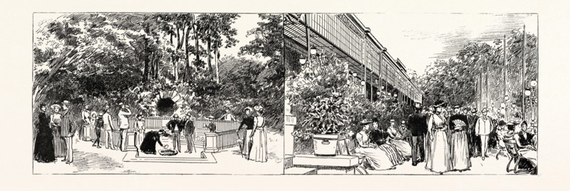 Bad Homburg vor der Hohe, GERMANY: THE LOUIS SPRING AND THE PROMENADE AT THE KURSAAL, 1890 engraving