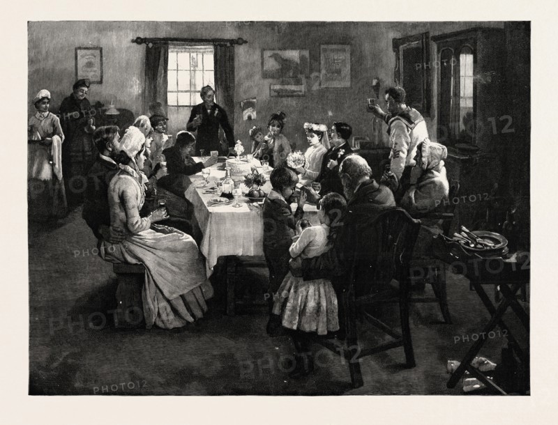 THE HEALTH OF THE BRIDE, 1890 engraving