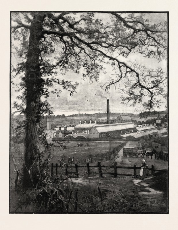 JOYNSON'S PAPER MILLS, ST. MARY CRAY, KENT, UK, 1890 engraving