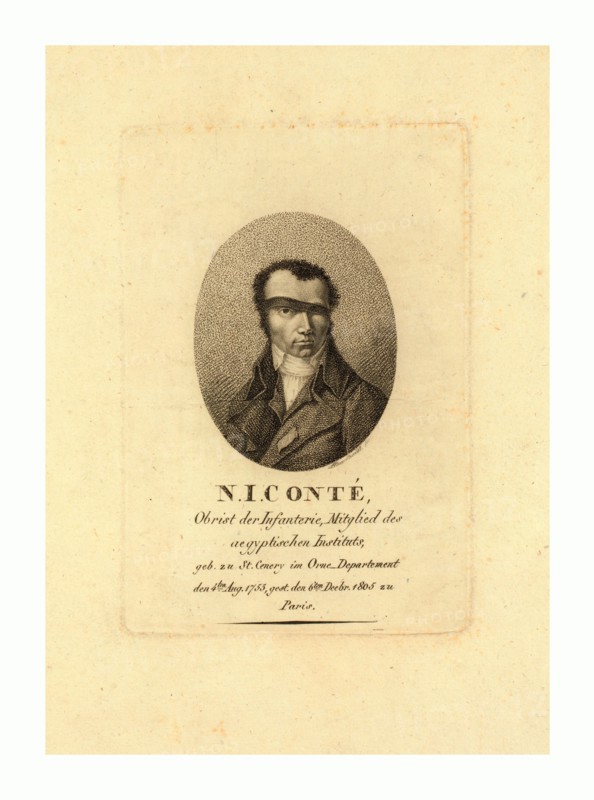 Head-and-shoulders portrait of Nicolas Conte, 1755  1805, who experimented with the use of hydrogen for balloons.