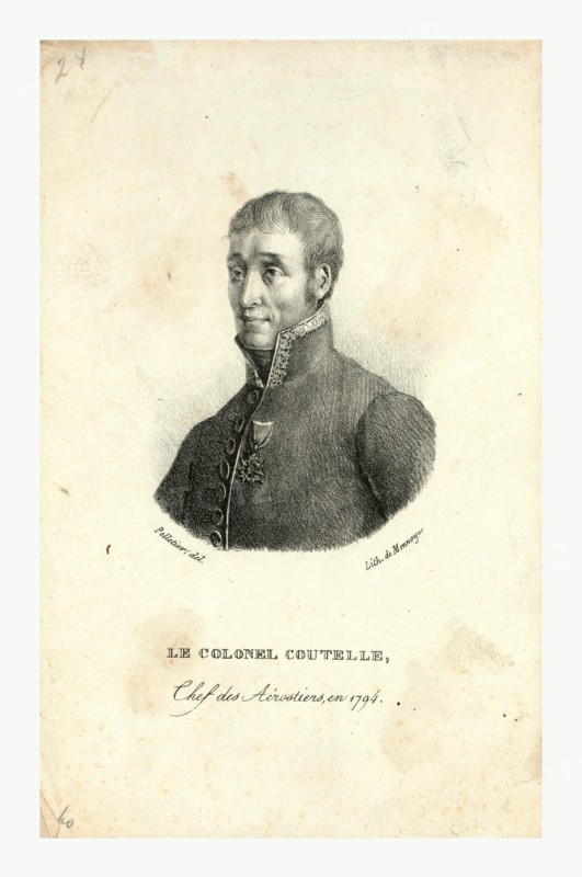 Head-and-shoulders portrait of Jean Marie Joseph Coutelle, commander of the first military balloon observation unit in 1794.