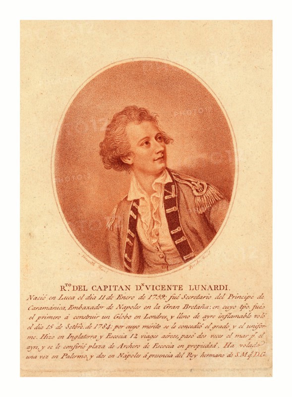 Capitan dn. Vincente Lunardi. Nesmith, pinxt. ; Burke, fecit.