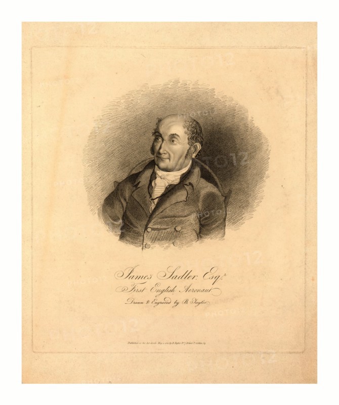 James Sadler, Esqr., first English aeronaut, drawn & engraved by B. Taylor., Published as the act directs May 1, 1812, by B. Taylor