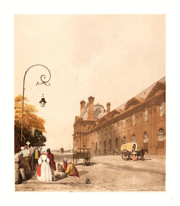 Thomas Shotter Boys (British, 1803  1874 ), Pavillon de Flore, Tuileries, 1839, color litho