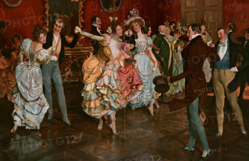 Dance painting by Leopold Schmutzler 1864-1941, bohemian painter, lived in Germany. dancing, dancer, young, motion, female, male, movement, entertainment, girl, party, style, man, woman, couple, caucasian, european, europe, attractive