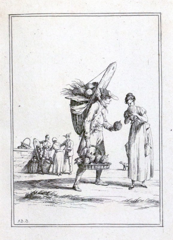 Fruit seller by Jean Duplessis Bertaux, 1747 - 1819, Paris, France, Europe, melon, watermelon, liszt gourmet archive