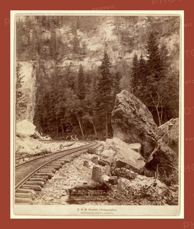 Signal Rock. Elk Canyon on Black Hills & Ft. P. R.R, John C. H. Grabill was an american photographer. In 1886 he opened his first photographic studio