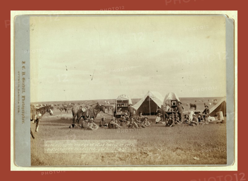 Roundup scenes on Belle Fouche [sic] in 1887, John C. H. Grabill was an american photographer. In 1886 he opened his first photographic studio