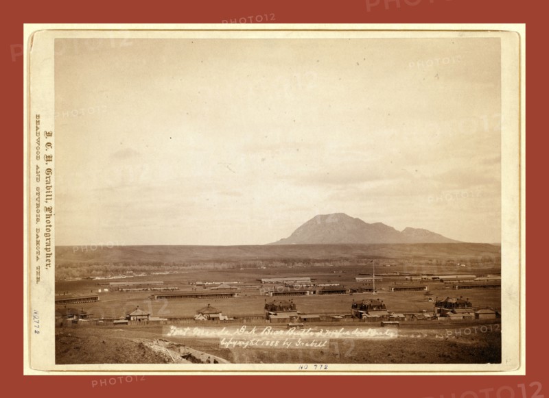 Fort Meade, Dakota. Bear Butte, 3 miles distant, John C. H. Grabill was an american photographer. In 1886 he opened his first photographic studio