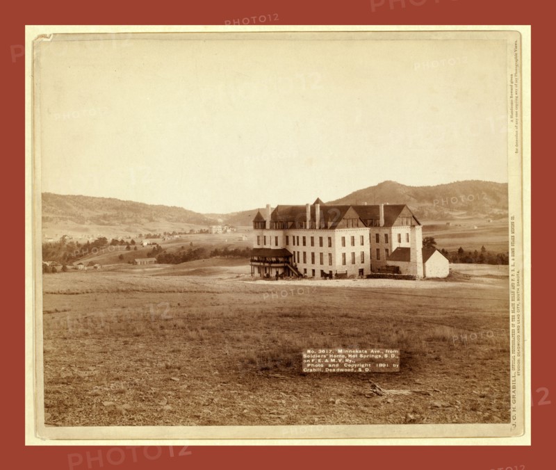 Minnekata Ave., from Soldiers' Home, Hot Springs, S.D., on F.E. and M.V. Ry, John C. H. Grabill was an american photographer. In 1886 he opened his first photographic studio