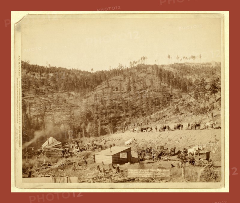 Whitewood Canyon, Wade and Jones R.R. Camp, Black So. Dak., John C. H. Grabill was an american photographer. In 1886 he opened his first photographic studio