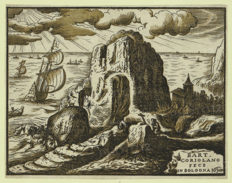 Landscape (with hermit or saint in prayer), Coriolano, Bartolomeo, approximately 1599-approximately 1676