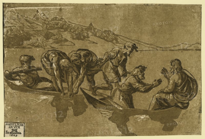 The miraculous draught of fishes, between 1500 and 1530, printed 1609, Carpi, Ugo da, 1480-approximately 1532