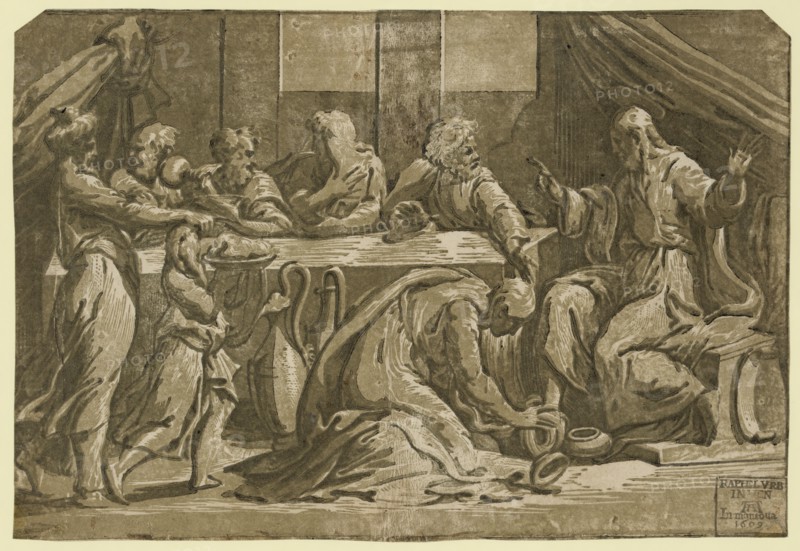 Christ at the table of Simon the Pharisee, Carpi, Ugo da, 1480-approximately 1532