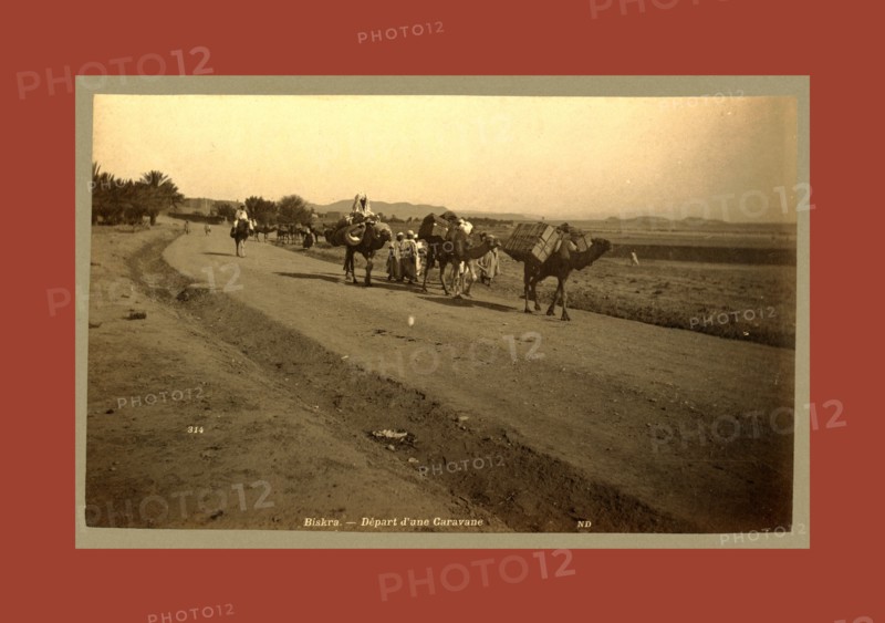 Biskra Departure of a caravan, Algiers, Neurdein brothers 1860 1890, the Neurdein photographs of Algeria including Byzantine and Roman ruins in Tébessa and Thamugadi; mosques, shrines, public buildings, palaces, and street scenes in Mostaganem, Biskra, Algiers, Tlemcen, Constantine, Oran, and Sidi Bel AbbÃ¨s; and the cathedral at Carthage. Portraits of Algerian people include Berbers, Ouled NaÃ¯l women, and prisoners in Annaba. Tunisian views include mosques, buildings, and street scenes in Tunis.