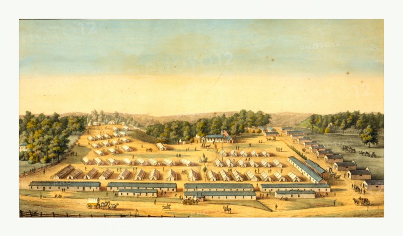 bird's-eye view of Cliffburne Hospital, Washington, D.C. by Charles Magnus, circa 1862