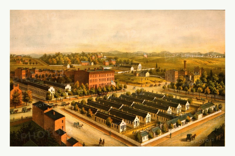Douglas & Stanton Hospitals, Washington,D.C., lith. & print. by Chas. Magnus, N.Y.. circa 1864, US, USA, America