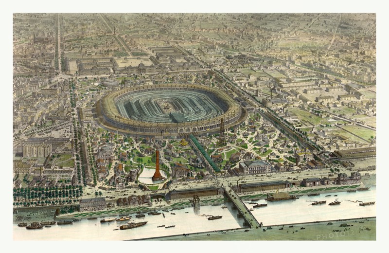 Official bird's eye view Expo 1867, paris, France, Ciceri, EugÃ¨ne, 1813-1890, lithographer