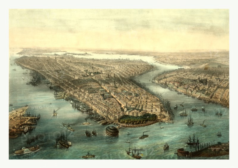 New York and Brooklyn by Theodore Muller, 1819 1879, US, USA, America