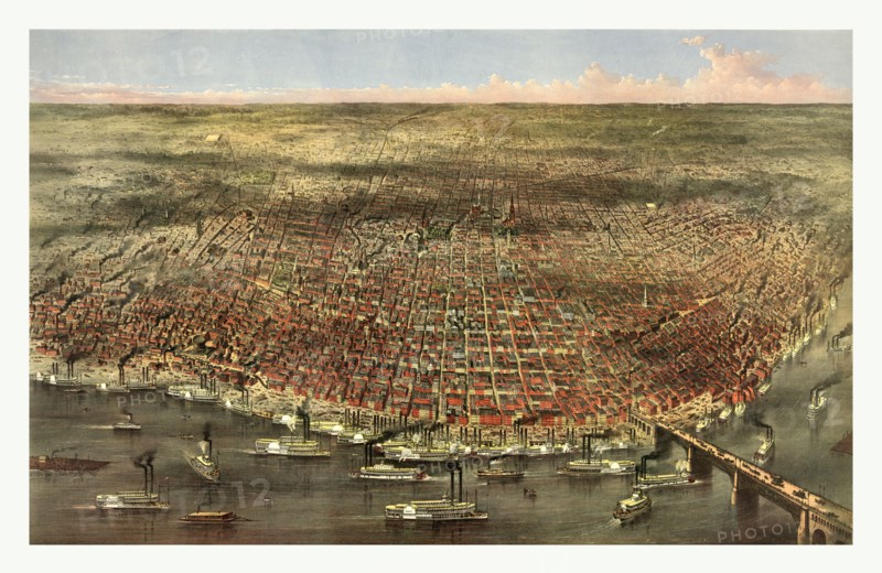 The city of St. Louis by Currier & Ives, circa 1874
